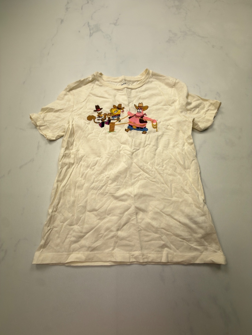 Old Navy SpongeBob Graphic Tee Cream 2000s Retro - Boys L
